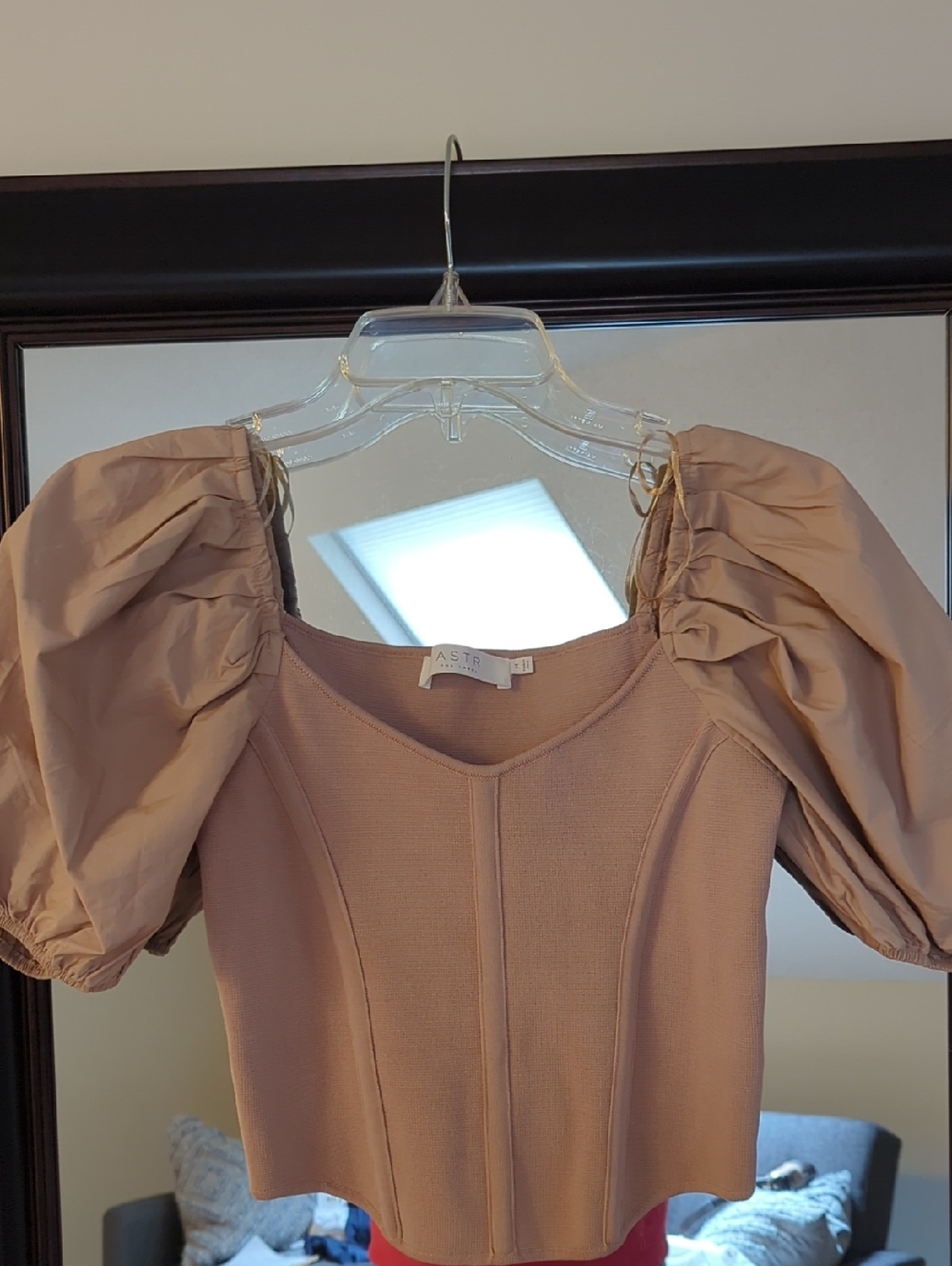 Astr The Label Taupe Corset Knit Top Size M